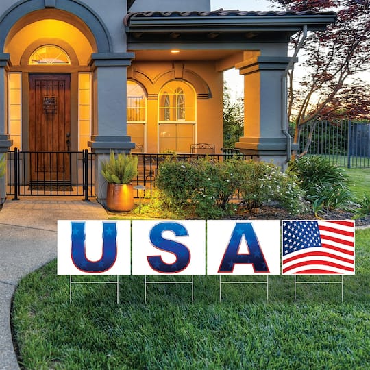Beistle 11.5" x 6ft. USA Plastic Yard Sign Set